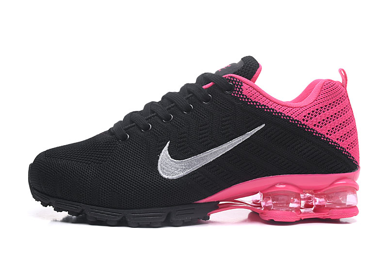 Women Nike Air Shox Flyknit Black Peach Silver Shoes - Click Image to Close